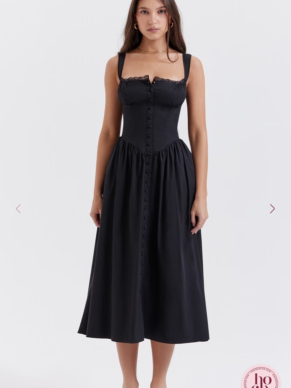 House Of CB Tatiana Black Midi Dress (New Without Tags) Size Small